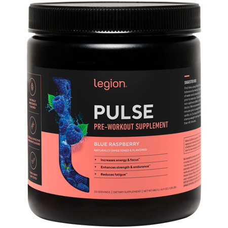 Legion Pulse Pre-Workout Blue Raspberry container front