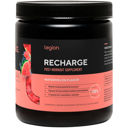 Legion Recharge Post-Workout Supplement jar front