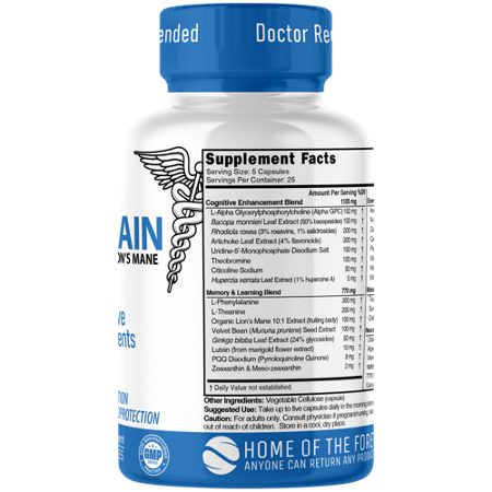 Supplement Facts label for Nature's Fusion brain supplement