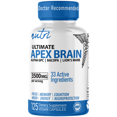 Ultimate Apex Brain with Alpha GPC, Bacopa & Lion's Mane - Supports Focus & Memory (125 Capsules)