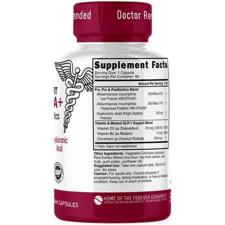 Nature's Fusion Akkermansia Plus Supplement Facts Label