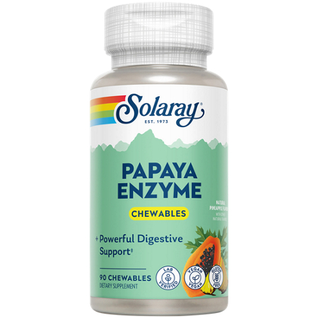 Solaray Papaya Enzyme Chewables for Digestive Support bottle front