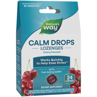 Calm Drops Lozenges with GABA - Stress Support - Cherry (24 Lozenges)
