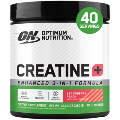 Creatine [+] Powder for Muscle Strength, Recovery & Brain Support – Strawberry Peach (12.69 Oz / 40 Servings)