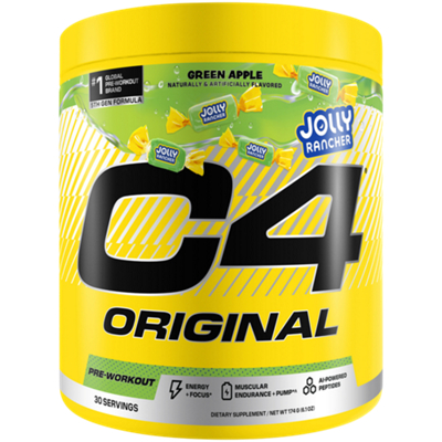 C4 Original Pre-Workout – Jolly Rancher Green Apple (6.1 Oz. / 30 Servings)