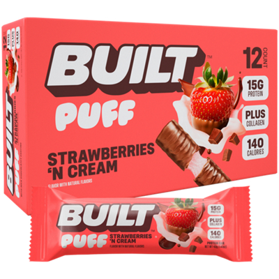 Built Puff Protein Bar - 15g Protein - Strawberries N' Cream (12 Bars)