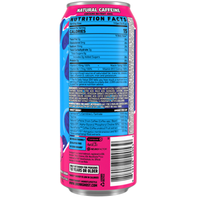 GHOST Energy Drink - Zero Sugar - Bubblicious Cotton Candy (12 Drinks, 16 Fl Oz. Each)