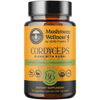 Mushroom Wellness Cordyceps Blend with Reishi - Supports Immune & Cardiovascular Systems (90 Capsules)