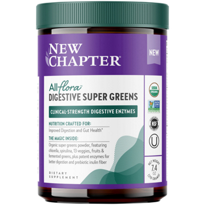 All Flora Digestive Super Greens - Digestive Enzymes Powder for Gut Health (30 Servings)