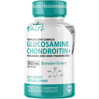 Glucosamine Chondroitin+ - Complete Joint Complex with Hyaluronic Acid, MCM & Frankincense - 3025mg (120 Capsules)