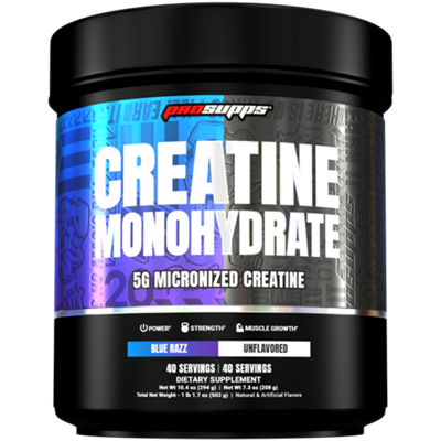 Creatine Monohydrate Dual Tub - 5G Micronized Creatine - Blue Razz & Unflavored (502 g / 40 Servings)
