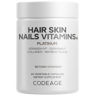 Hair Skin Nails Vitamins with Keragen-IV & Dermaval (60 Capsules)