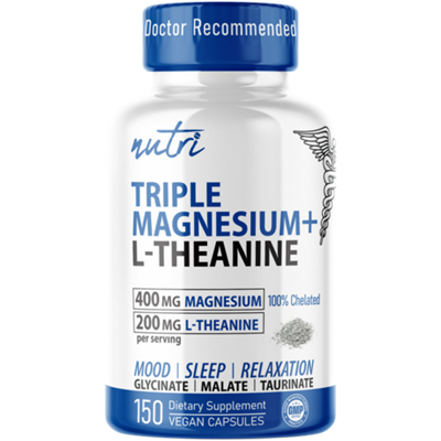 Triple Magnesium+ with L-Theanine - 400MG Magnesium & 200MG L-Theanine (150 Capsules)