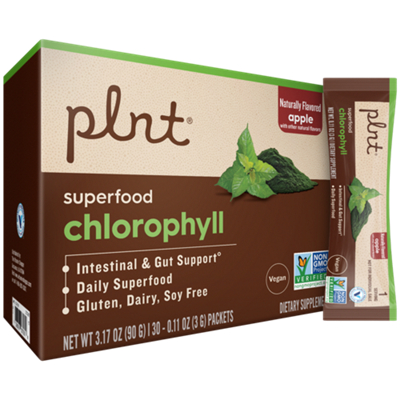 Superfood Chlorophyll - Intestinal & Gut Support - Daily Superfood - Gluten, Dairy & Soy Free - Apple (30 Servings)