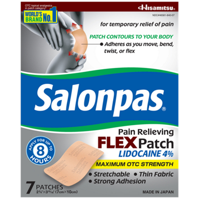 Salonpas Pain Relief Flex Patch with 4% Lidocaine (7 Patches)