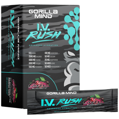 I.V. Rush Advanced Hydration Packets - Electrolyte Drink Mix - Cherry Blackout (12 Packets)