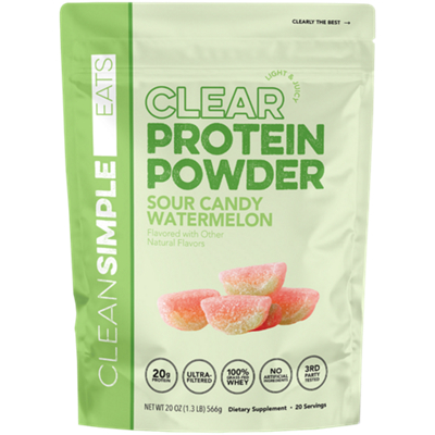 Clear Protein Powder - 100% Grass-Fed Whey - 20g Protein - Sour Candy Watermelon (19.8 Oz./20 Servings)