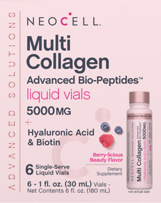 Multi Collagen + Hyaluronic Acid & Biotin - Advanced Bio-Peptides 5000 mg - Berry-licious (1 fl oz.)