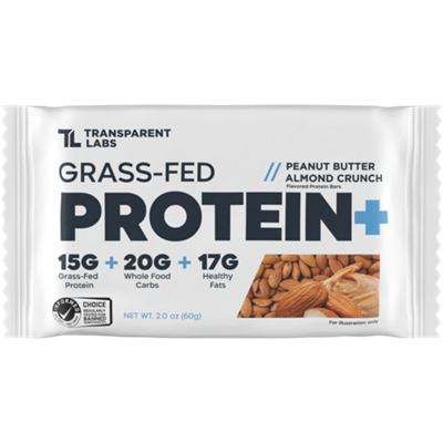 Protein+ Bar - 15g Grass-Fed Protein - Peanut Butter Almond Crunch (12 Bars)