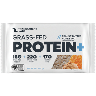 Protein+ Bar - 15g Grass-Fed Protein - Peanut Butter Honey Oat (12 Bars)