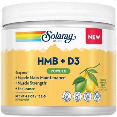 HMB + D3 Powder - Supports Muscle Mass Maintenance, Strength & Endurance - Lemon Lime (30 Scoops)