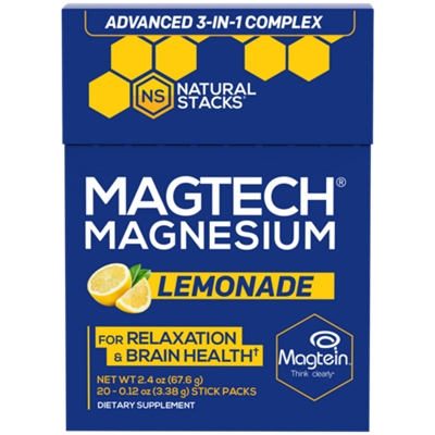 Magtech Magnesium - For Relaxation & Brain Health - Lemonade (20 Stick Packs)