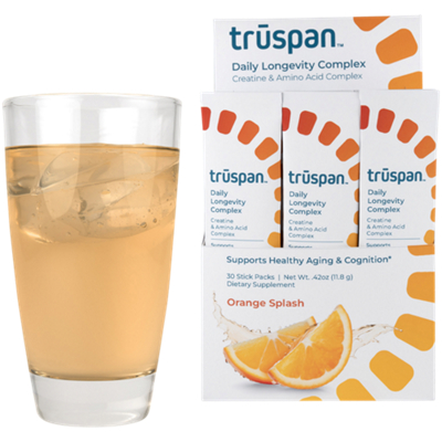 Daily Longevity Complex - Creatine & Amino Acid - Supports Healthy Aging & Cognition - Orange Splash (30 Stick Packs)