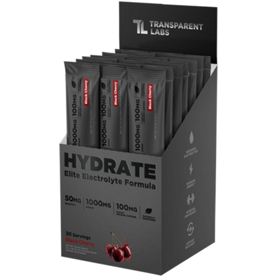 Hydrate Electrolyte Formula - 1000 mg Sodium - Black Cherry (30 Stick Packs)
