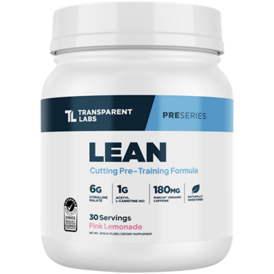 Lean Cutting Pre Training Formula - 6g Citrulline Malate - Pink Lemonade (30 Servings)