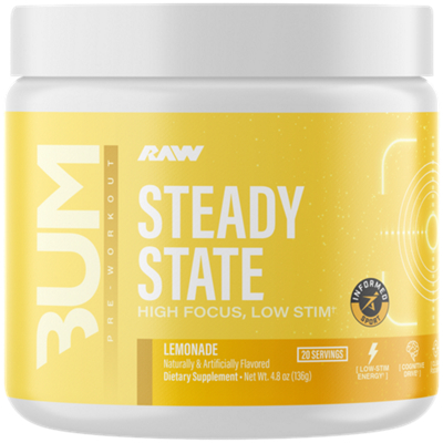 Steady State Pre Workout - High Focus, Low Stim - Lemonade (4.8 oz/20 Servings)