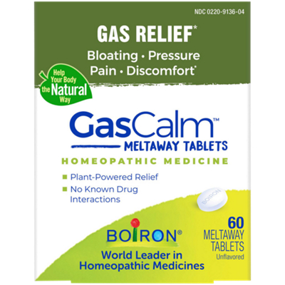Gas Relief - Bloating, Pressure, Pain & Discomfort - Homeopathic Medicine (60 Meltaway Tablets)