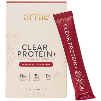 Clear Protein+ - Grass-Fed Whey, Collagen & Electrolyte Blend - 15g Protein - Raspberry Yuzu (14 Stick Packs)