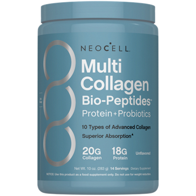 Multi Collagen Bio Peptides - Protein + Probiotics - 20g Collagen, 18g Protein - Unflavored Powder (10 oz/14 Servings)