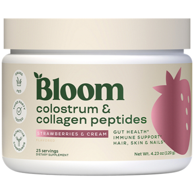 Colostrum Collagen Peptides-Gut Health, Immune Support, Hair, Skin & Nails - Strawberries & Cream (4.23 oz./25 servings)