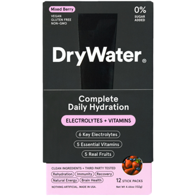Complete Daily Hydration - Dry Water - Electrolytes + Vitamins - Mixed Berry (12 Packs)