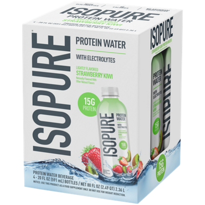 Protein Water with Electrolytes - 15g Protein - Strawberry Kiwi (20 Fl Oz./4 Drinks)