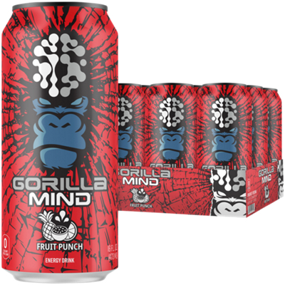 Gorilla Mind Energy Drink – Fruit Punch (12 Drinks, 16 fl. oz. Each)
