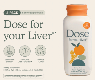 Dose for Your Liver – Supports Liver Health – Orange & Ginger (3 Shots, 16 fl. oz. Each)