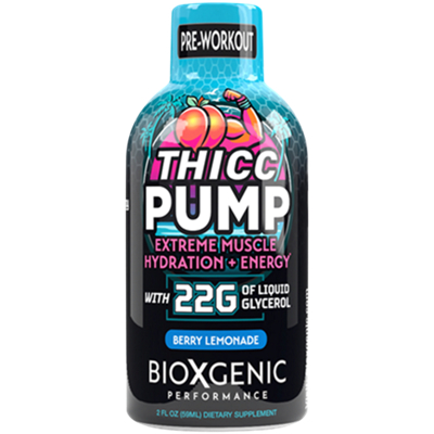 Thicc Pump - Extreme Muscle Hydration + Energy - 22g Liquid Glycerol - Berry Lemonade (2 fl oz.)