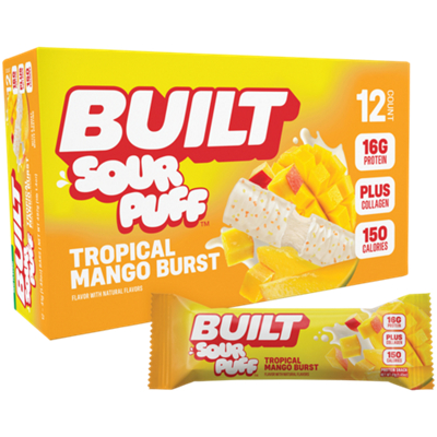Built Sour Puff Protein Bar - 16g Protein - Tropical Mango Burst (12 Bars)