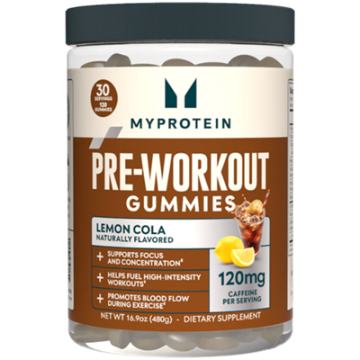 Pre-Workout Gummies - Supports Focus & Concentration - Lemon Cola (120 Gummies)
