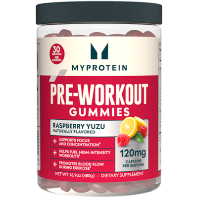 Pre-Workout Gummies - Supports Focus & Concentration - Raspberry Yuzu (120 Gummies)