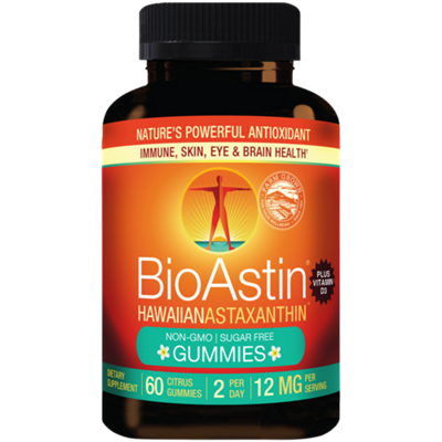 BioAstin - Hawaiian Astaxanthin- 12 mg - Immune, Skin, Eye & Brain Health - Citrus (60 Gummies)