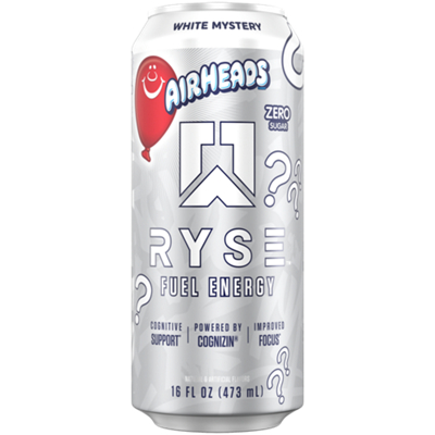 RYSE Fuel Energy Drink – White Mystery Airheads (12 Drinks/16 fl. oz. Each)