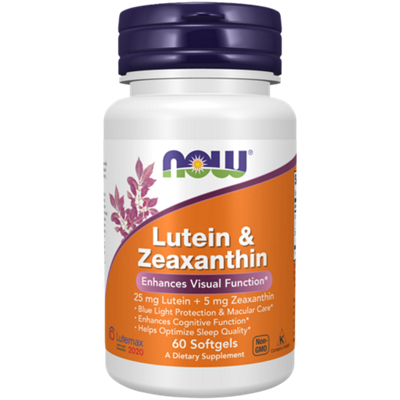 Lutein & Zeaxanthin - Enhances Visual Function - 25 mg Lutein + 5 mg Zeaxanthin (60 Softgels)