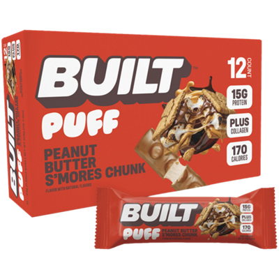 Built Puff Protein Bar - 15g Protein - Peanut Butter S'mores Chunk (12 Bars)