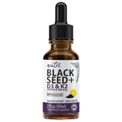 Black Seed + D3 & K2 - 2000 IU & 200 mcg - Immune Support & Bone Health (2 fl oz.)