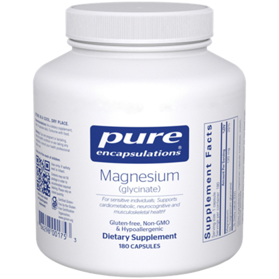 Magnesium Glycinate - Supports Healthy Muscle Function, Relaxation, Cardiovascular Wellness (180 Capsules)