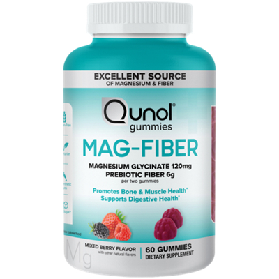 Mag-Fiber - Magnesium Glycinate & Prebiotic Fiber - Supports Digestive System - Mixed Berry (60 Gummies)