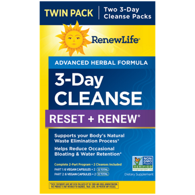 3-Day Cleanse - Reset + Renew - 2 Part Program (Pt.1 12 Vegan Capsules & Pt.2 12 Vegan Capsules)